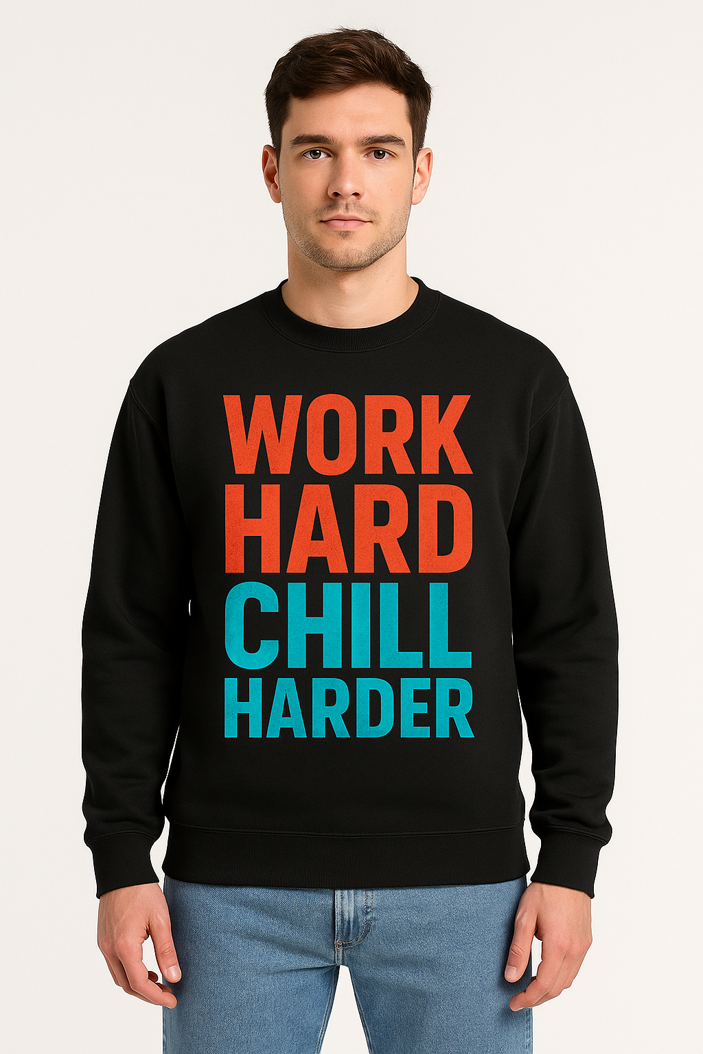 Work Hard Chill Harder Sweatshirt | Unisex Motivational Pullover | Streetwear Graphic Crewneck