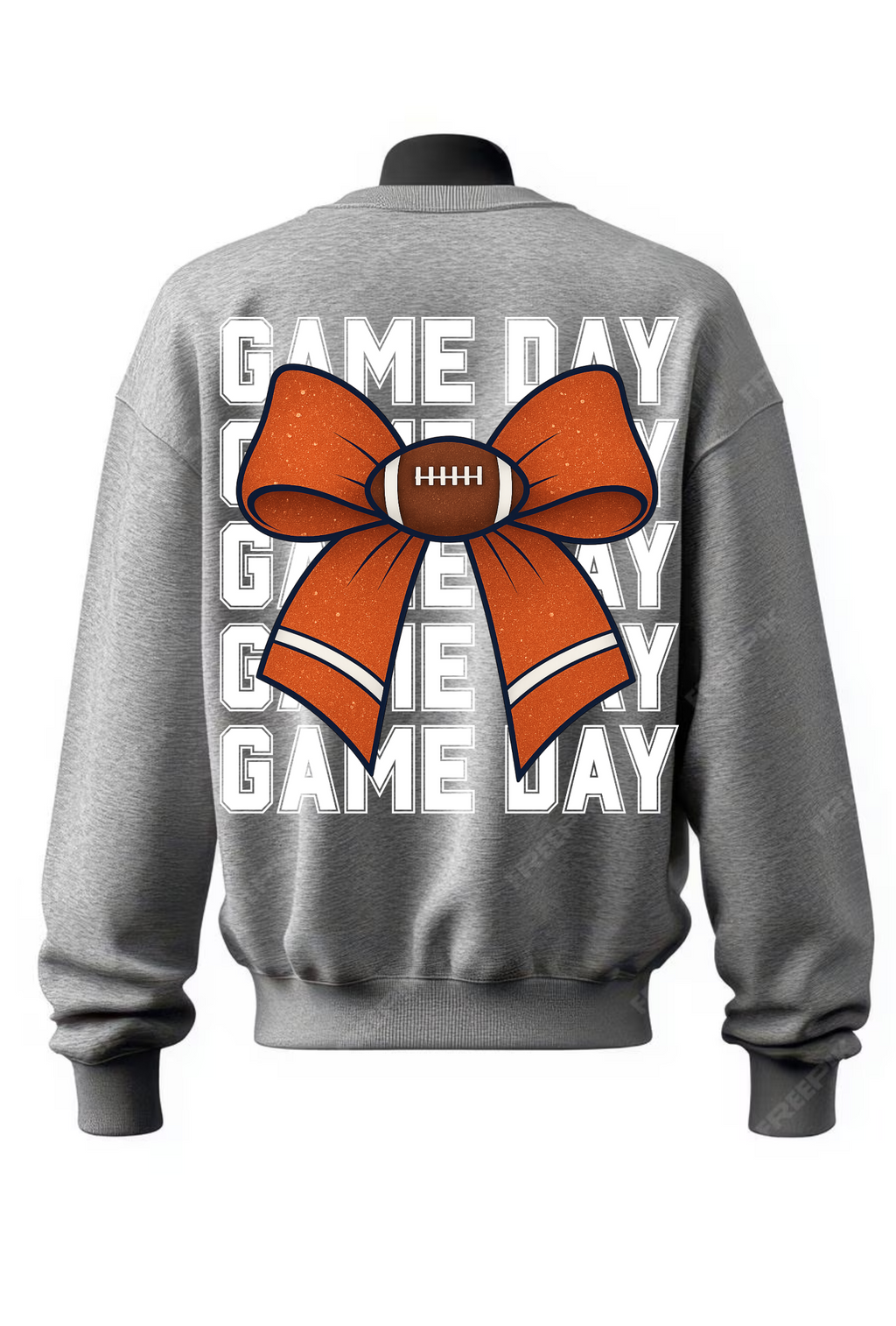 Orange and Blue Glitter Bow Game Day Sweatshirt