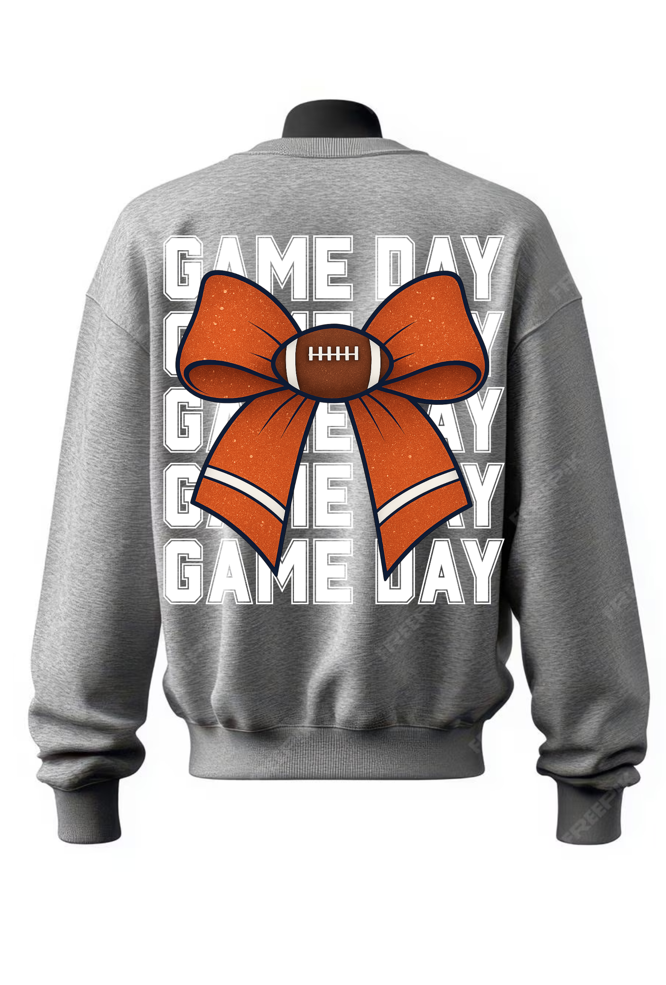 Orange and Blue Glitter Bow Game Day Sweatshirt