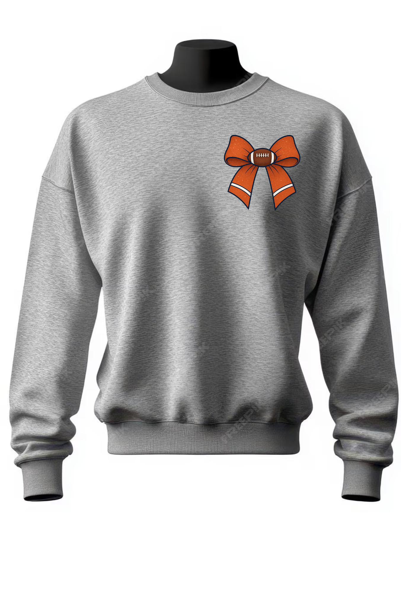 Orange and Blue Glitter Bow Game Day Sweatshirt